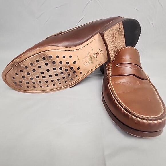 Trask 9M Sadler Penny Loafer Cognac Sheepskin Soft Leather Handsewn 30-0850 main image 3